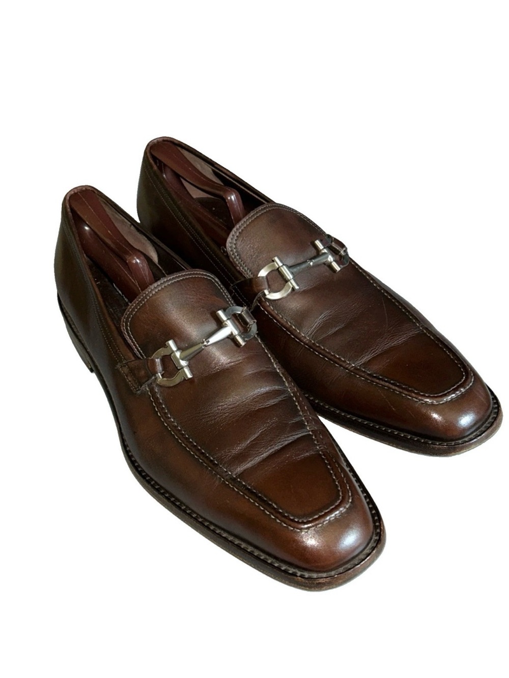 Salvatore Ferragamo Studio Mens 13 D Brown Leather Gancini Bit Loafers Italy